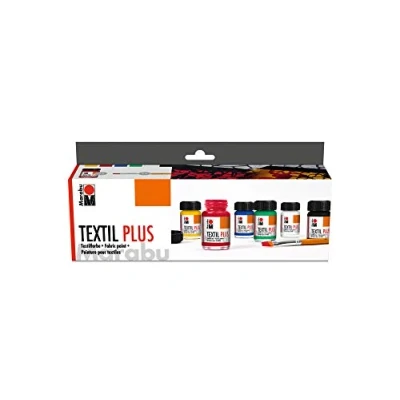 Abbildung von Marabu Stoffmalfarbe Textilfarben Set Textil PLUS Starterset, 6er inkl. Pinsel