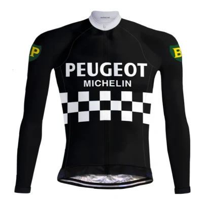 Abbildung von Retro Radjacke (Fleece) Peugeot Schwarz/Weiß REDTED