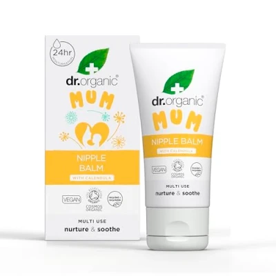 Abbildung von Dr Organic Brustwarzenbalsam mit Calendula, Lanolin, Natürliche Linderung, Bei wunden &amp; rissigen Brustwarzen, Stillend, Beruhigend, Vegan, Tierversuchsfrei, Paraben SLS frei, Biozertifiziert, 30ml