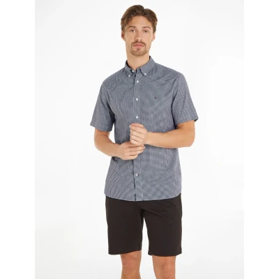 Abbildung von Tommy Hilfiger FLEX Gingham Shirt Hemd, Herren, Größe: Large, Desert sky/optic white