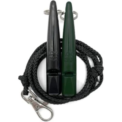 Abbildung von ACME Hundepfeife No. 211,5 mit Pfeifenband Im Doppelpack 2 Pfeifen inklusive Bänder Ideal für den Rückruf Laut und weitreichend (Black + Forest Green)
