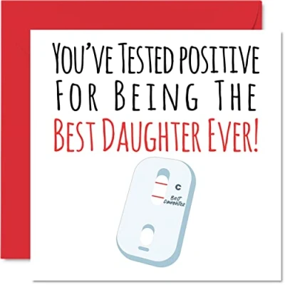 Abbildung von Lustige Geburtstagskarten Tochter Postive Best Daughter Ever Witz Happy Birthday Karte von Mama Papa Geburtstagsgeschenke 145 mm x Geburtstagsgrußkarten Geschenk