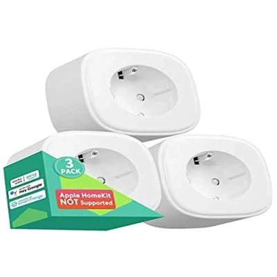 Abbildung von Meross Intelligente Steckdose (Typ F), WLAN Steckdose, kompatibel mit Alexa, Google Home und SmartThings, 3 programmierbare Steckdosen Sprachsteuerung, Fernbedienung Zeitfunktion