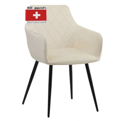 Abbildung von Albatros International Esszimmerstuhl Esszimmerestuhl Küchenstuhl SALO, Stoff Bezug (1er Set, Beige), Stilvolles Vintage Design, Eleganter Polsterstuhl am Esstisch
