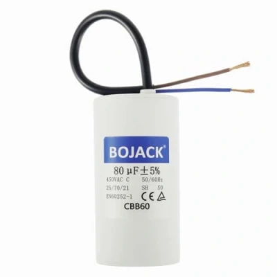 Abbildung von BOJACK CBB60 80uF 450V 50/60HZ Anlaufkondensator, SH Motorbetriebskondensator, AC Motorkondensator, mit Draht