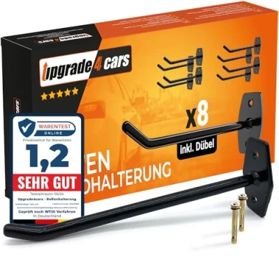 Abbildung von Upgrade4cars Reifen Wandhalterung für 8 Felgen Reifenhalter Set inkl. Schrauben &amp; Dübel Autoreifen Halterung die Wand Wandhaken Garage gummiert in Schwarz
