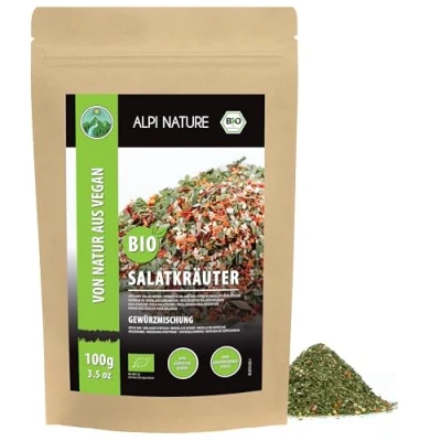Abbildung von Bio Salatgewürz (100g), Salatkräuter Gewürzmischung, Salat Gewürz, 100% natürlich, Zutaten aus kbA, Gewürzzubereitung für Salate, ohne künstliche Zusätze