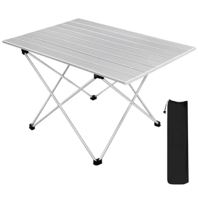 Abbildung von WOLTU Alu Campingtisch klappbar Falttisch Ultra Leichte tragbar mit Tragetasche, Klapptisch Kleiner Reisetisch Beistelltisch für Camping Picknick Outdoor Angeln, 68 * 46 40cm Silber