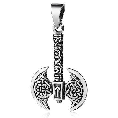 Abbildung von Materia Kettenanhänger Silber Wikinger Axt Beil Keltisch antik KA 27, 925 Sterling Silber, geschwärzt