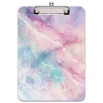Abbildung von Hnogri Klemmbrett A4 Kunststoff, Mode Design Klemmmappe Bürobedarf &amp; Schreibwaren für Rechtsanwälte Schüler Lehrer und Kinder, Clipboard Standardgröße 32 x 22 CM, Traummarmor