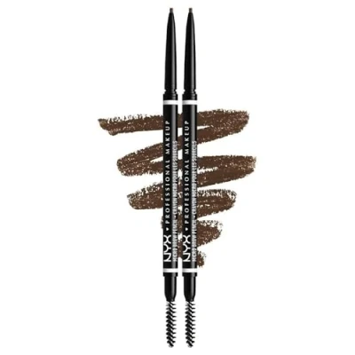 Abbildung von NYX Professional Makeup Micro Brow Pencil Doppelpack, Doppelseitig mit ausdrehbarem Augenbrauenstift und Bürstchen, Vegane Formel, Farbton: Brunette