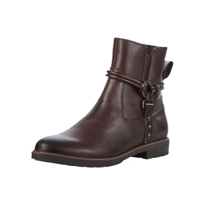 Abbildung von MARCO TOZZI Damen Stiefeletten ohne Absatz aus Leder Flach, Braun (Mocca), 39 EU