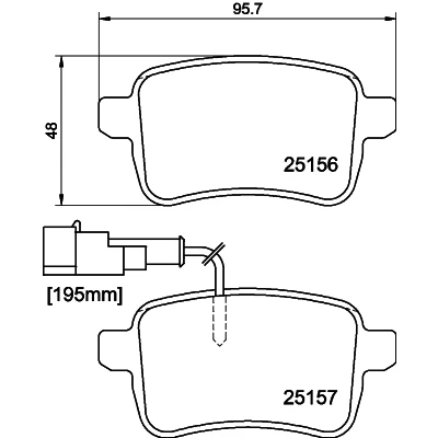 Abbildung von HELLA 8DB 355 015 541 Bremsbelagsatz mit integriertem Verschleißwarnkontakt Bremssattelschrauben Zubehör ALFA ROMEO: Giulietta Schrägheck