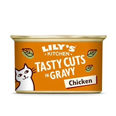 Abbildung von Lily&#039;s Kitchen Natürliches Nassfutter für ausgewachsene Katzen, Dose, Schmackhafte Stücke in Soße mit Huhn, getreidefreies Rezept (24 x 85g schalen)