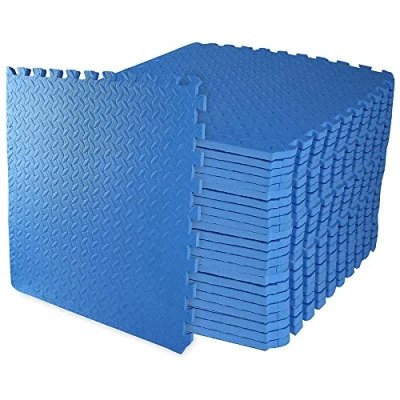 Abbildung von BalanceFrom Puzzle Trainingsmatte mit ineinandergreifenden EVA Schaumstoff Fliesen (Blau), 24 Stück
