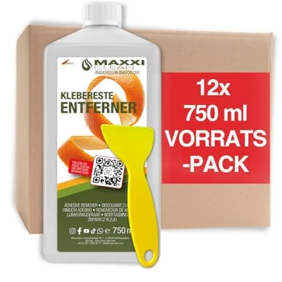 Abbildung von Klebstoffentferner Etikettenlöser 12x 750 ML mit Zitrusduft Extrem starker Entferner für hartnäckige Etiketten, Aufkleber &amp; Klebereste Etikettenentferner