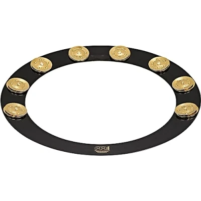 Abbildung von Meinl Percussion Backbeat Pro Tambourine Tamburin Zubehör für Trommeln mit 14 Zoll Durchmesser Messing Legierung / Messing, schwarz gold (BBP14)