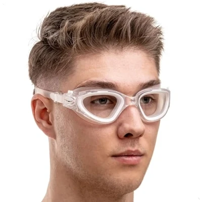 Abbildung von AqtivAqua Schwimmbrille DX — Weites Sichtfeld, UV Schutz, Anti Beschlag, Auslaufsicher, Geeignet für Innen und Außenbeleuchtung mit Anpassbarem Silikonband Erwachsene Jugendliche