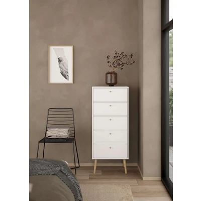 Abbildung von Home affaire Hochkommode &quot;Bodo, Aufbewahrung, Schubladenschrank, Stauraum&quot;, 5 Schubladen, Beine und Griffe aus Echtholz, Breite 50 cm
