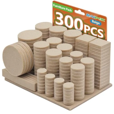 Abbildung von Filzgleiter Selbstklebend Set 300 Stück Premium Möbelgleiter Filz Pads 5 mm Starke für Stühle Bodengleiter Bodenschoner Effektiver Schutz Ihrer Möbel &amp; Holzfußböden(Beige)