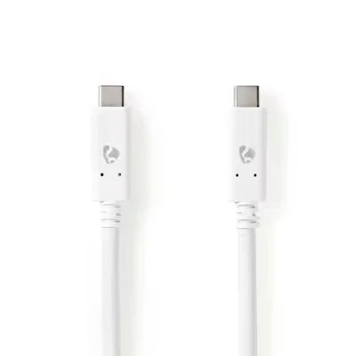 Abbildung von Nedis USB Kabel 3.2 Gen 2 Typ C Stecker 10 Gbps 100 W Vernickelt 1 m rund PVC Weiss
