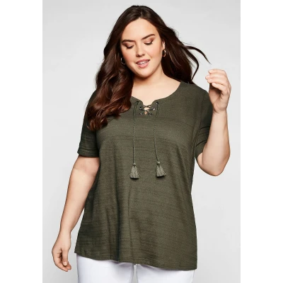 Abbildung von Sheego T Shirt &quot;Große Größen&quot;, in Jacquard Optik, mit Bindeband