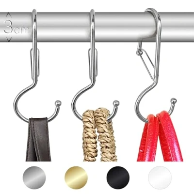 Abbildung von Blau Marité 6 Geldbörsenaufhänger für Kleiderschrank mit Sicherheitsschnalle. Twist S Haken, Design förmiger Haken zum Aufhängen von Handtaschen. Tragetaschen Aufhänger. Schwerlast (T, Silber)