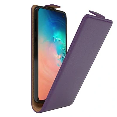 Abbildung von EAZY Case Hülle kompatibel mit Samsung Galaxy S10e Flip Cover zum Aufklappen, Handyhülle aufklappbar, Schutzhülle, Flipcover, Flipcase, Flipstyle vertikal klappbar, aus Kunstleder, Lila
