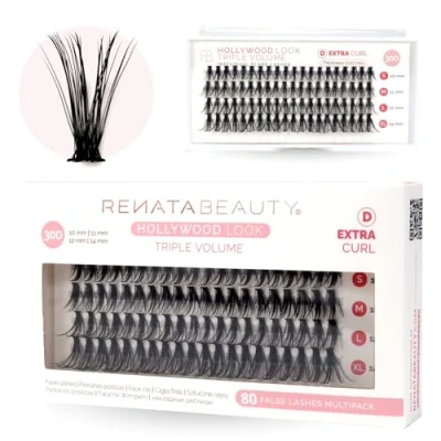 Abbildung von Renata Beauty 30D TRIPLE Volume Fake Lashes Wimpern Extensions [D Curl] falsche Set mit 80 St. 10 14mm Einzelwimpern für Wimpernverlängerung extra lange und Volumen