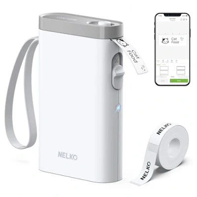Abbildung von Nelko Etikettendrucker, Bluetooth P21 Selbstklebendes Etikettiergerät Tragbarer beschriftungsgerät selbstklebend Labeldrucker, Kabelloser, Mini Label Printer mit iOS Android,Für Zuhause, Weiß 1 Pack