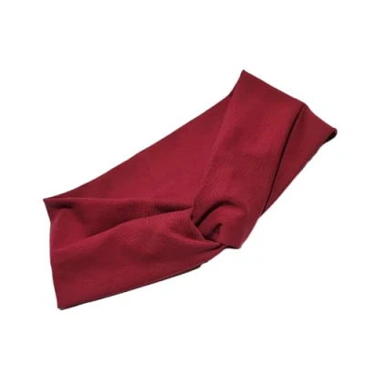 Abbildung von Raffiniertes, breites Haarband aus Baumwolljersey, für Damen Handarbeit meiner Nähwerkstatt (Burgundi)