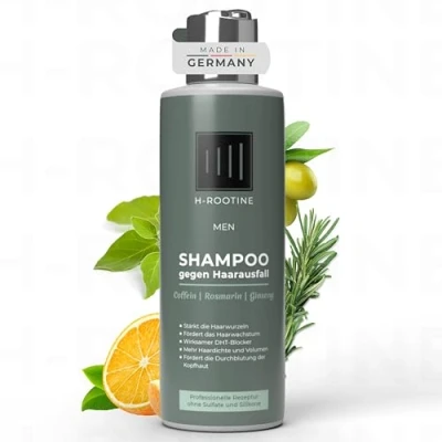 Abbildung von H ROOTINE Coffein Shampoo gegen Haarausfall* für Männer (200ml) Anti mit Coffein, Rosmarin &amp; Ginseng Fördert Haarwachstum pflegt die Kopfhaut
