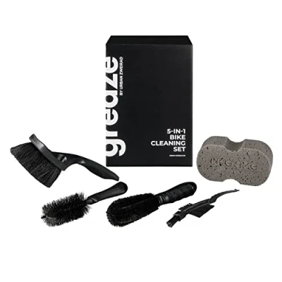 Abbildung von URBAN ZWEIRAD Fahrradketten greaze 5in1 Fahrrad Reinigungsset Pflegeset, Bike Reiniger (5 teilig, Reinigungsbürsten (4teilig) + Gummischwamm) 4 verschiedene Bürsten und Microcell Gummischwamm