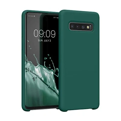 Abbildung von kwmobile Hülle kompatibel mit Samsung Galaxy S10 Silikon Handy Case Handyhülle weiche Oberfläche kabelloses Laden Türkisgrün