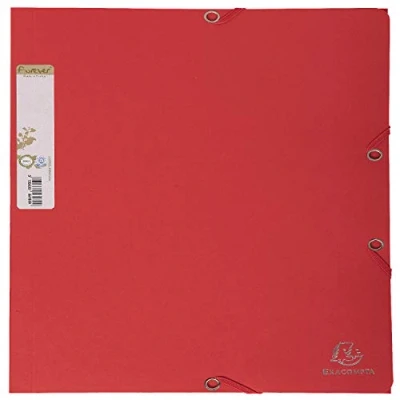Abbildung von Exacompta 56985E 25er Pack Einschlagmappe Forever. Aus Recycling Karton DIN A4 mit 2 Gummizügen, 3 Klappen und Rückenschild rot zweifarbig Sammelmappe Dokumentenmappe Blauer Engel