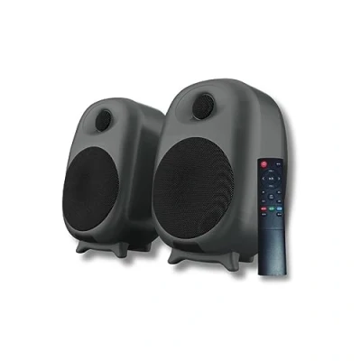 Abbildung von Belson Bookshelf Ultimate 4 Aktivlautsprecher 2.0 Bluetooth 5.0 80 W RMS Leistung einstellbare Lautstärke Höhen und Bässe Cinchanschlüsse Optischer Eingang Koaxial DSP.
