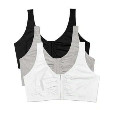 Abbildung von Fruit of the Loom Women&#039;s Front Close Builtup Sports Bra, Black/White/Heather Grey