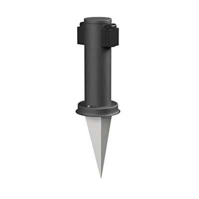 Abbildung von ledscom.de Garten Steckdosen Säule PORU mit Erdspieß für außen, 2 Fach, Edelstahl, anthrazit, rund, 27cm