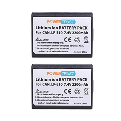 Abbildung von PowerTrust 2Pcs LP E10 LPE10 Akku für Canon Akku/EOS 1100D, 1200D, 1300D, 1500D, 2000D, 3000D, 4000D, Rebel T3, T5, T6, T7, Kiss X50, X2 Kamera