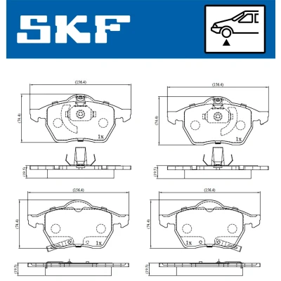Abbildung von SKF VKBP 80424 A Bremsbelagsatz mit akustischer Verschleißwarnung OPEL: Zafira A, Astra G CC, Caravan, SAAB: 9 5 Kombi
