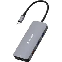 Abbildung von Verbatim USB C Hub 9 in 1, Multiport Adapter auf HDMI, RJ45, USBA A und C, mit SD Kartenleser, für Mac, MacBook Pro/Air, iPad Pro, Thinkpad, Windows Computer, Laptop Co
