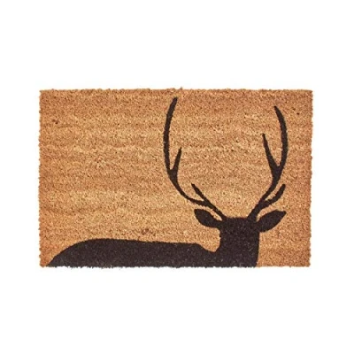 Abbildung von Homescapes Hirsch Silhouette Kokos Türmatte 60 x 40 cm mit Rutschfester Gummirückseite für drinnen und draußen