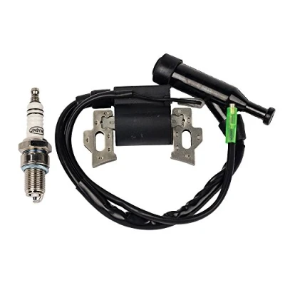 Abbildung von Carkio Ersatz Zündspule mit Zündkerze Compatible with Honda GX110, GX120, GX140, GX160, GX200 Rasenmäher Motor 5,5/6,5 PS, Generator