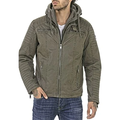 Abbildung von Redbridge Jacke für Herren Winterjacke Übergangsjacke mit Kapuze Gesteppt Biker Khaki XL