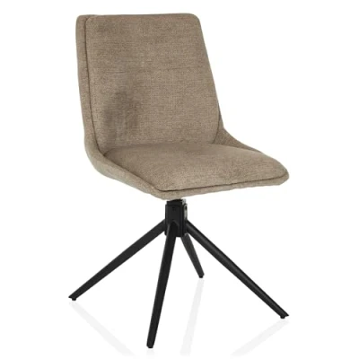 Abbildung von hjh LIVING Esszimmerstuhl drehbar TARVISO I Küchenstuhl Drehstuhl mit Metallbeinen, Moderner Polsterstuhl, weicher Stoffbezug, Beige
