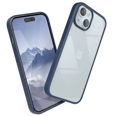 Abbildung von EAZY CASE Clear Hybrid Bumper Hülle kompatibel mit iPhone 15, Handyhülle Ultra Aufprallschutz, Stoßfest und Kratzfest, dünne Schutzhülle Kameraschutz, Handy Case, Nacht Blau