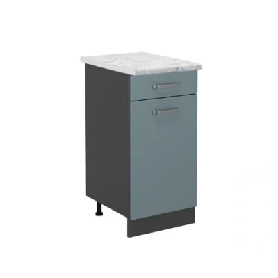 Abbildung von Vicco Küchenunterschrank R Line, Blau Grau/Anthrazit, 40 cm AP Marmor