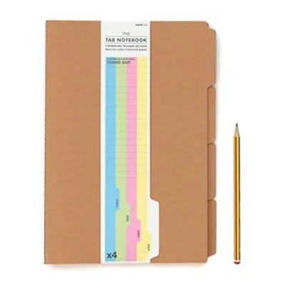 Abbildung von Suck UK A4 Notizbuch mit Registerkarten Revision Planner Trennwänden Schulbedarf &amp; Bürozubehör To Do Listen oder Wochenplaner 4 linierte Papiernotizblöcke Kraft