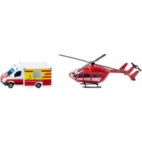 Abbildung von SUPER Mercedes Benz Rettungswagen und Helikopter, Modellfahrzeug