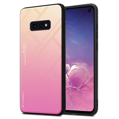 Abbildung von Cadorabo Hülle kompatibel mit Samsung Galaxy S10e Schutzhülle TPU Silikon Case Glas Slim Kratzfest Weiche Gummi Rundumschutz für in Schwarz